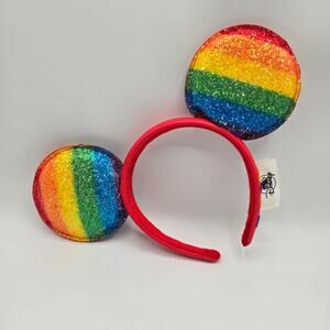 Disney World Mickey Mouse glitter rainbow pride ears headband